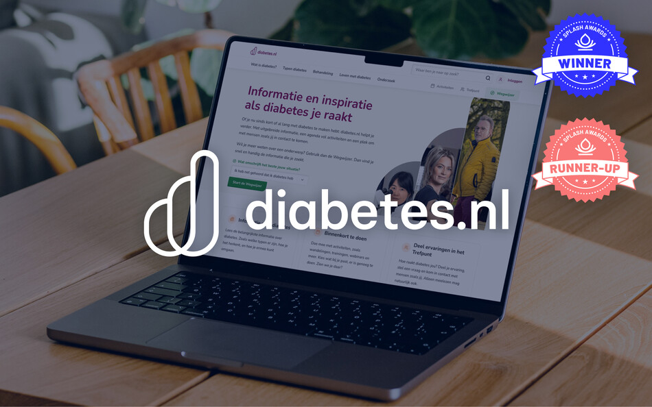 Diabetes case cover. mockup homepage met logo erop